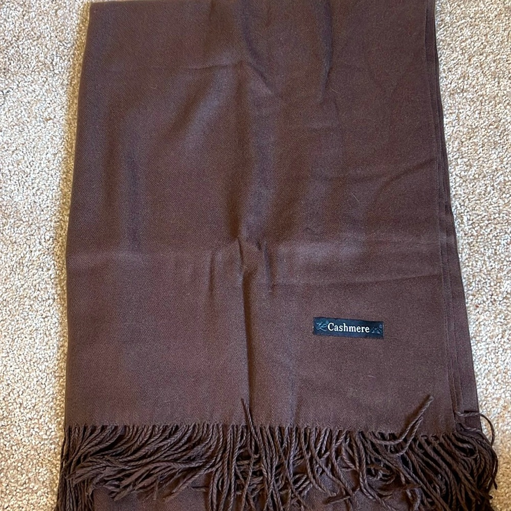 Cashmere Scarf Wrap New. Rich Chocolate Brown. New. 26” wide.